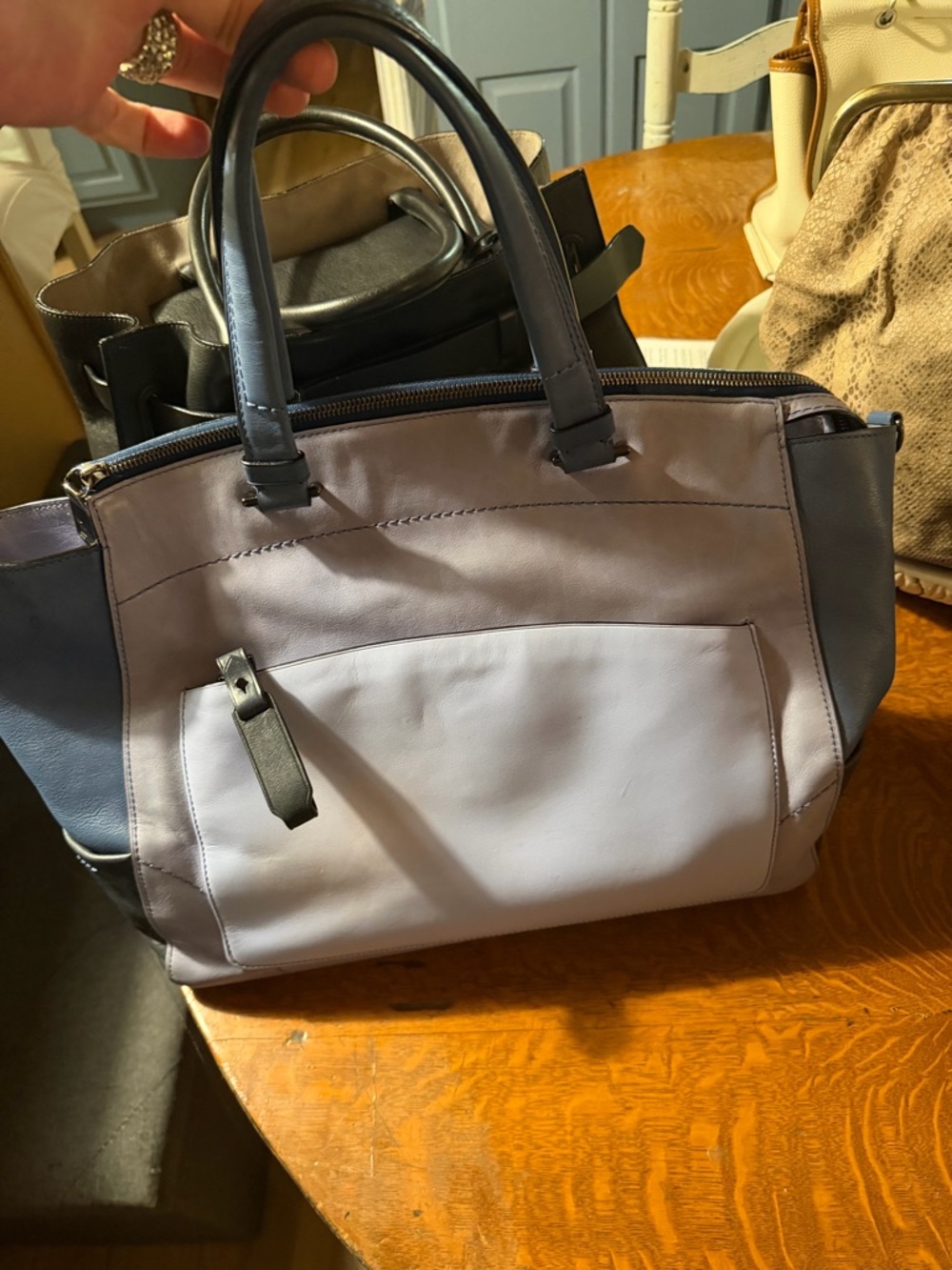 Reed Krakoff Two-Tone Light blue dark blue Leather Tote